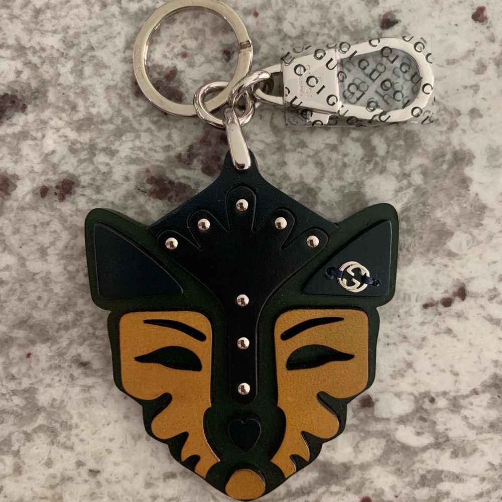 Authentic‎ GUCCI tiger leather keychain bag charm